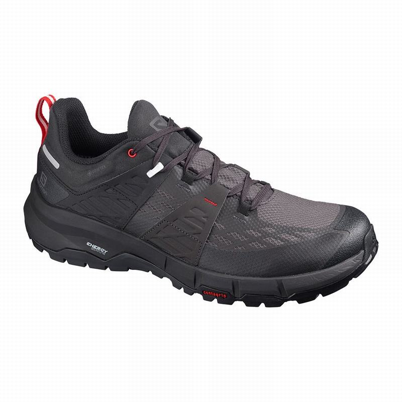 Salomon Israel ODYSSEY GTX - Mens Hiking Shoes - Black/Red (HRVE-64589)